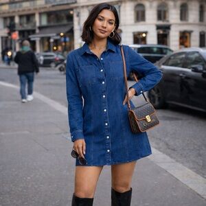 Mare Mare x Anthropologie Denim Button-Up Shirt Dress